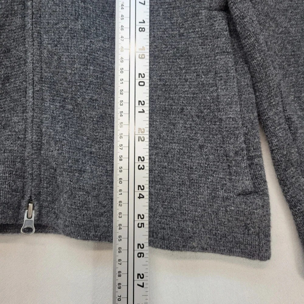 J.Crew Full Zip Sweater Mens Small Gray Lambswool Mock Neck Cardigan Knit